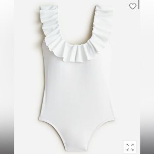 NWT J Crew ruffle scoopback swimsuit, WHITE